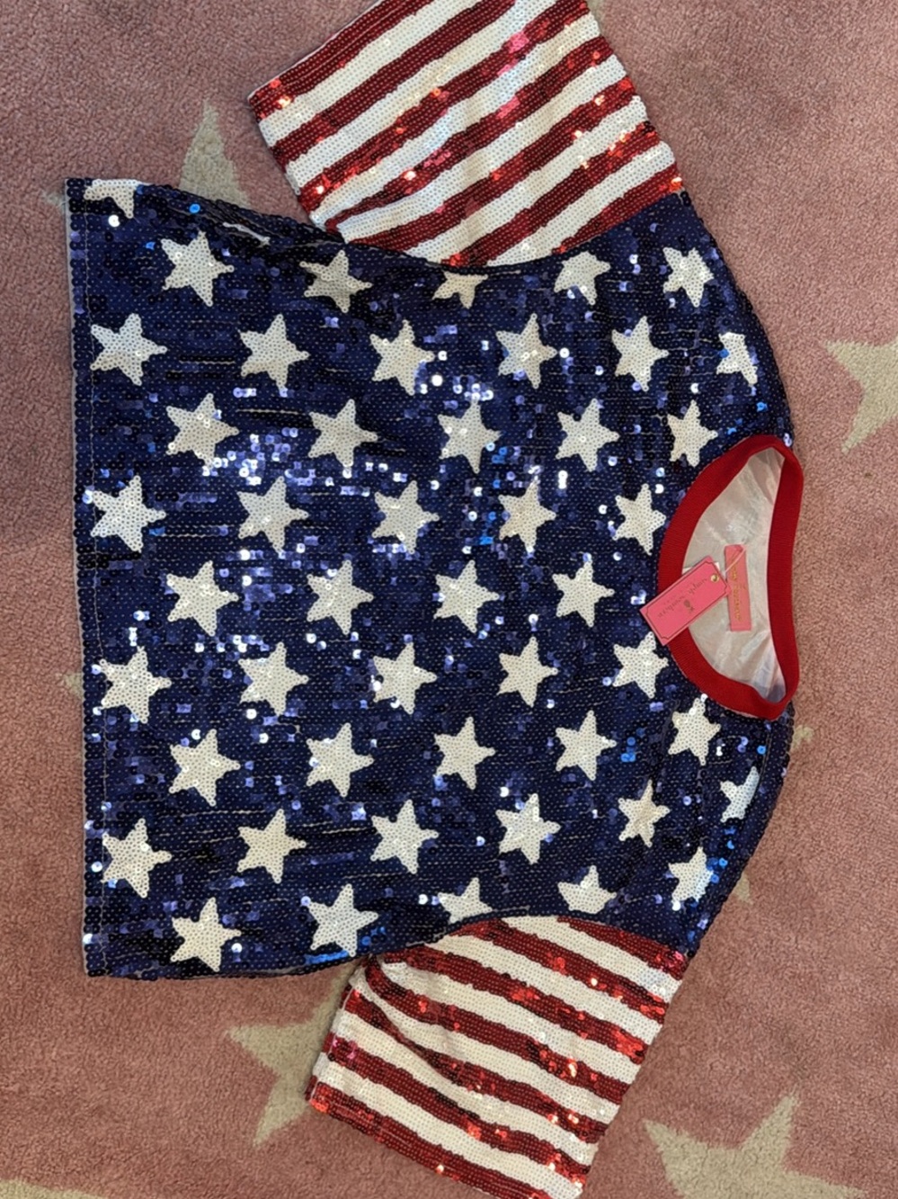 Simply Southern Girls' Sequin Stars & Stripes Top - Blue/White/Red